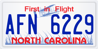 NC license plate AFN6229