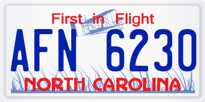 NC license plate AFN6230