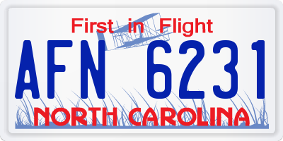 NC license plate AFN6231