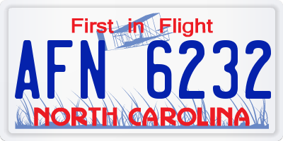 NC license plate AFN6232