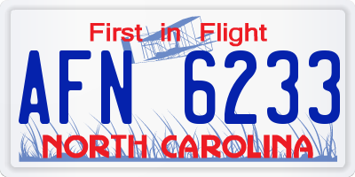 NC license plate AFN6233