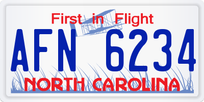 NC license plate AFN6234