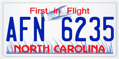 NC license plate AFN6235