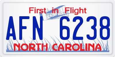 NC license plate AFN6238
