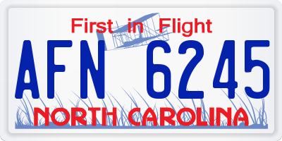 NC license plate AFN6245