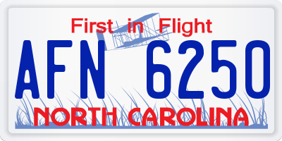 NC license plate AFN6250