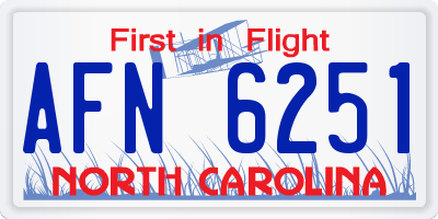 NC license plate AFN6251