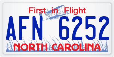 NC license plate AFN6252
