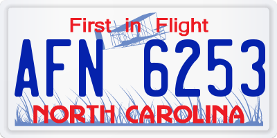 NC license plate AFN6253