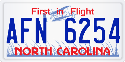 NC license plate AFN6254