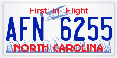 NC license plate AFN6255