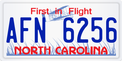 NC license plate AFN6256