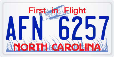NC license plate AFN6257