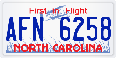 NC license plate AFN6258
