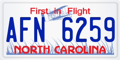 NC license plate AFN6259