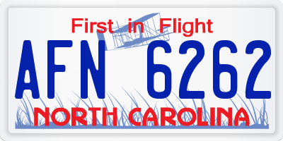 NC license plate AFN6262