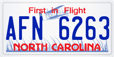 NC license plate AFN6263