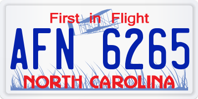 NC license plate AFN6265