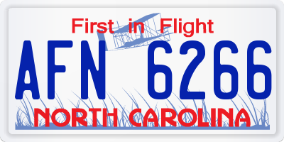 NC license plate AFN6266