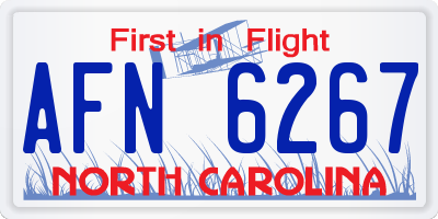 NC license plate AFN6267