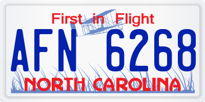 NC license plate AFN6268