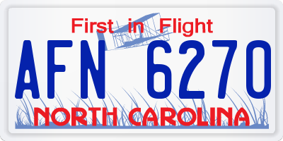 NC license plate AFN6270