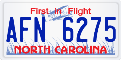 NC license plate AFN6275