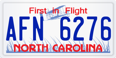 NC license plate AFN6276
