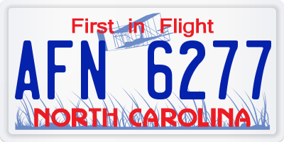 NC license plate AFN6277