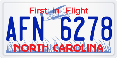 NC license plate AFN6278