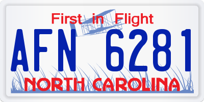 NC license plate AFN6281