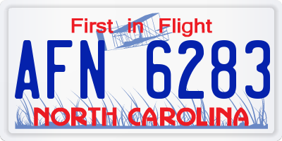 NC license plate AFN6283