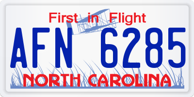 NC license plate AFN6285
