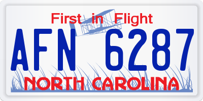 NC license plate AFN6287