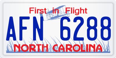 NC license plate AFN6288