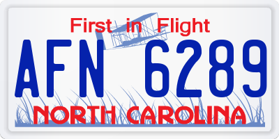 NC license plate AFN6289