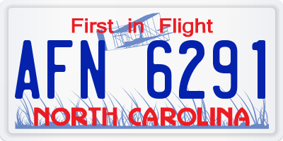 NC license plate AFN6291