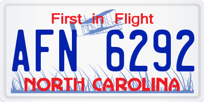 NC license plate AFN6292