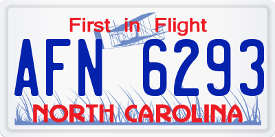 NC license plate AFN6293