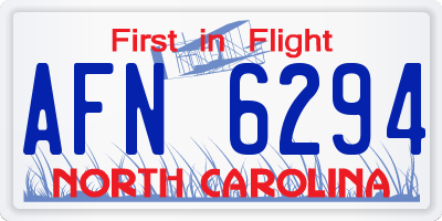 NC license plate AFN6294