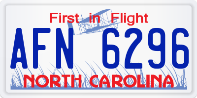 NC license plate AFN6296