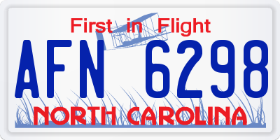 NC license plate AFN6298