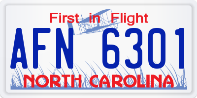 NC license plate AFN6301