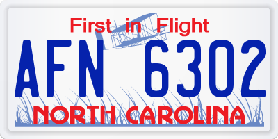 NC license plate AFN6302