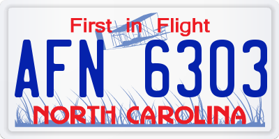 NC license plate AFN6303