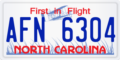 NC license plate AFN6304