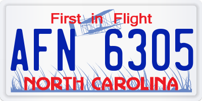 NC license plate AFN6305