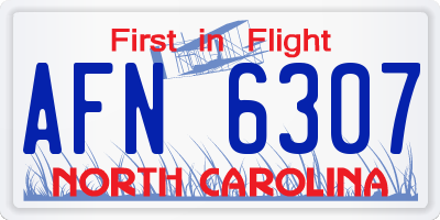 NC license plate AFN6307