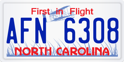 NC license plate AFN6308
