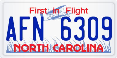NC license plate AFN6309